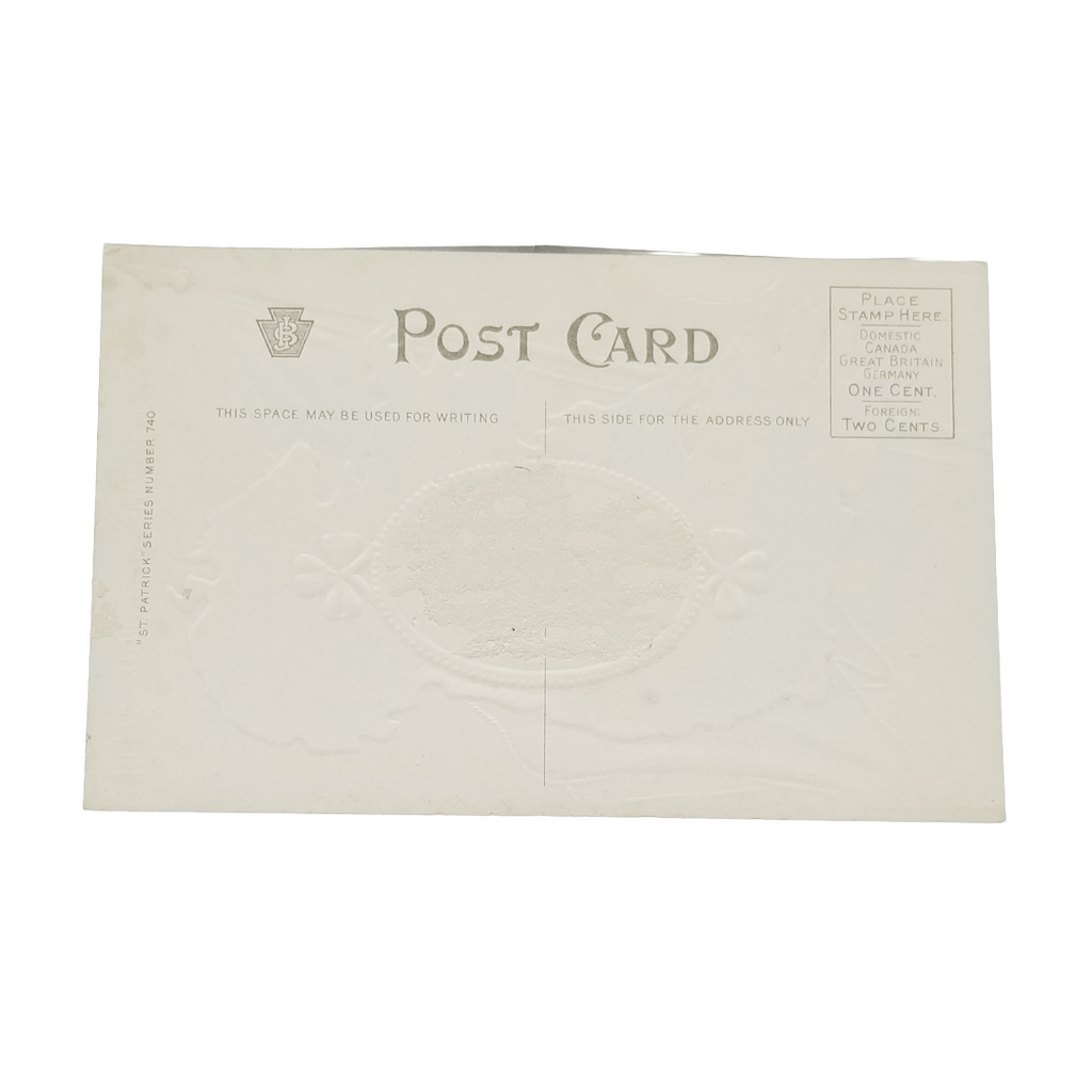 Vintage Saint Patrick's Day Postcard Girl Residing Inside Map Of Ireland Embossed