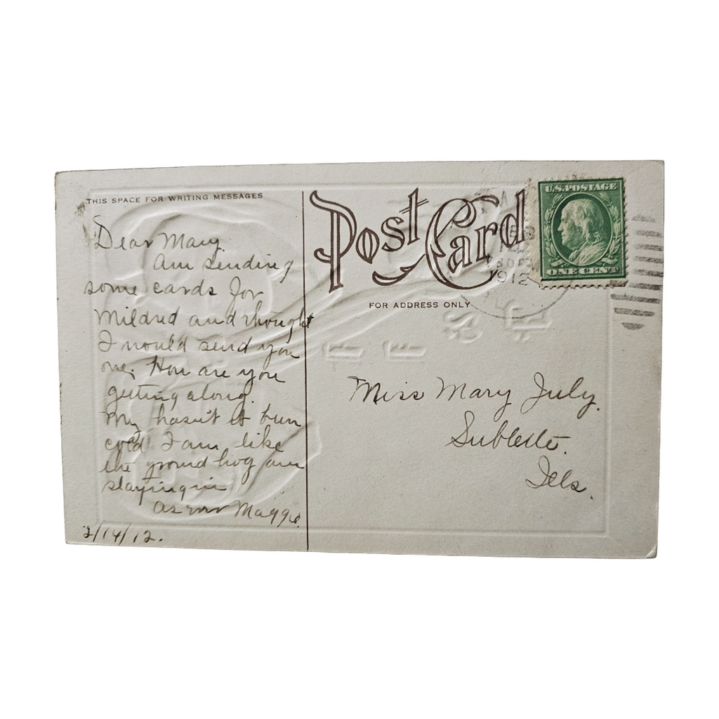 Valentine Postcard Harrison Fisher Man and Woman Heart Noose Gold Border