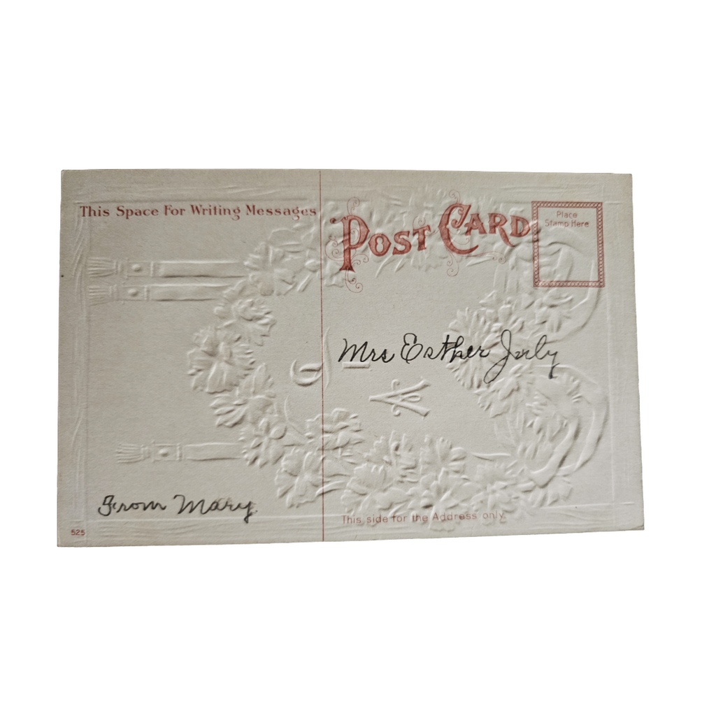 Valentine Postcard Candlesticks Holding Giant Red Heart Made Of Flowers