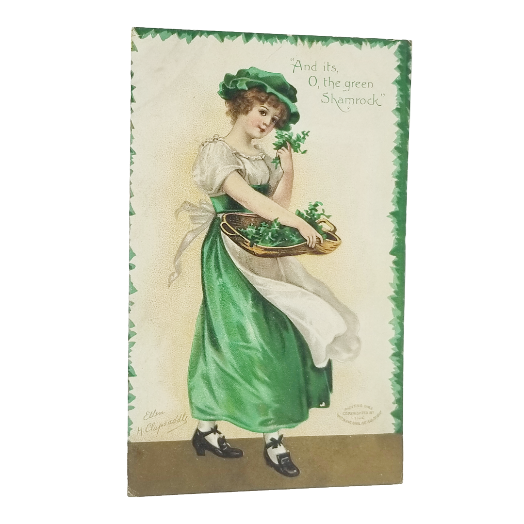 Vintage Saint Patrick's Day Postcard Dublin Castle In Shamrock Border (Copy)