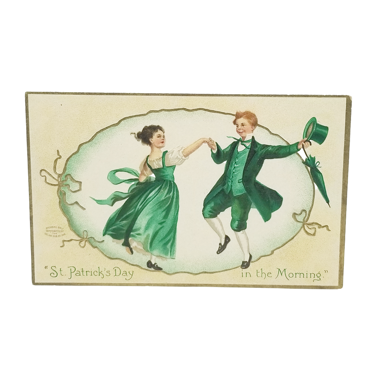 Vintage Saint Patrick's Day Postcard Clapsaddle Couple in Green Dancing