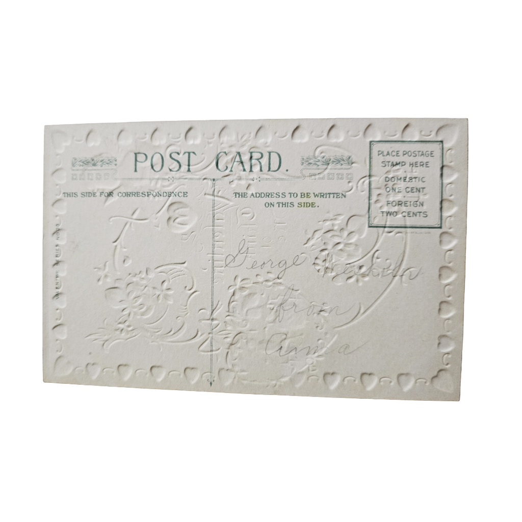 Valentine Postcard Gold Embossed Copr. E. Nash Cupid Shooting Arrow at Couple