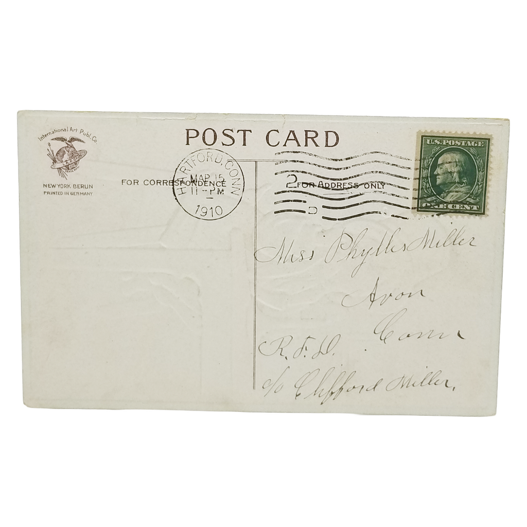 Vintage Saint Patrick's Day Postcard Clapsaddle Boy In Green w/Telephone Green Border