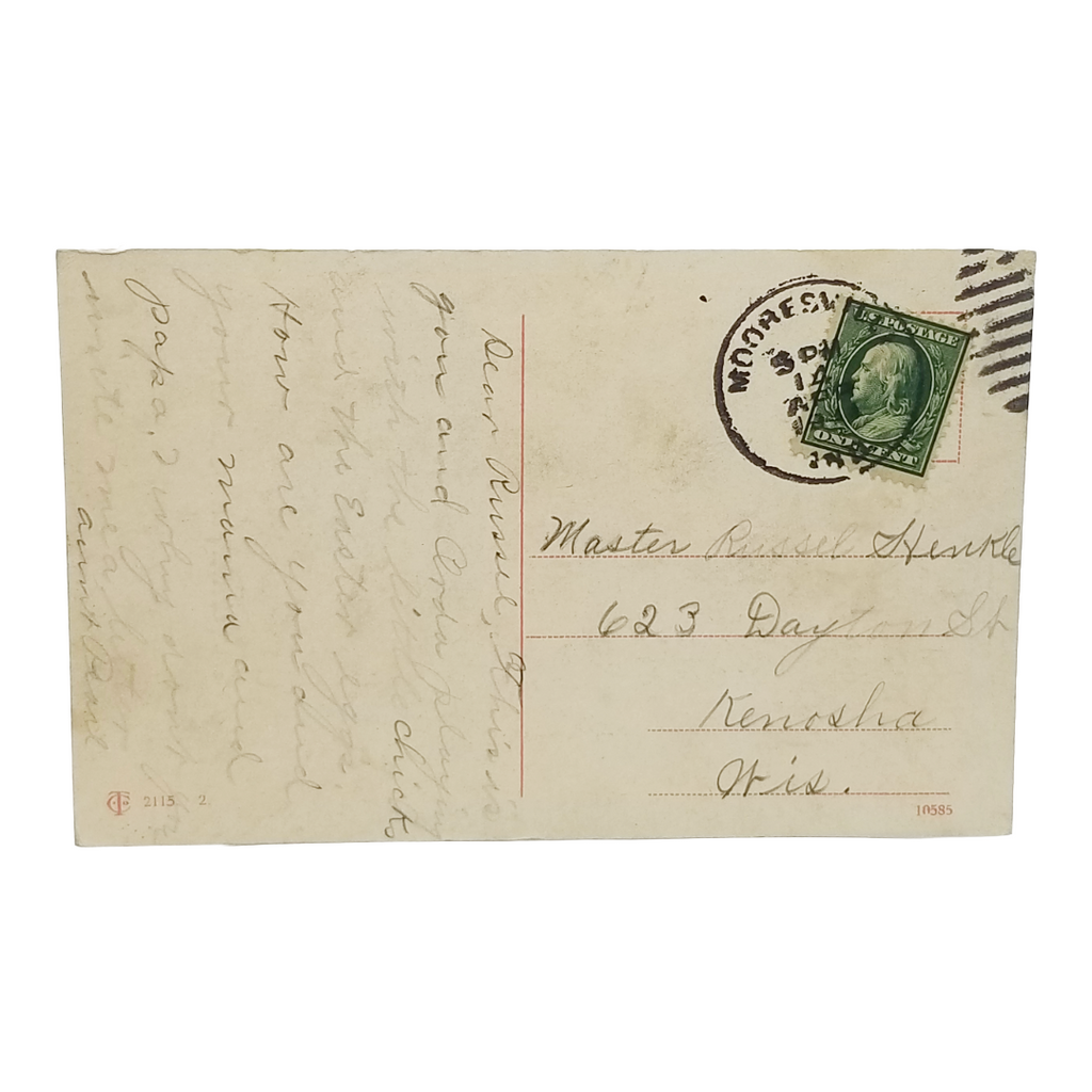 Easter Postcard RPPC Style Children in Egg House with Chickens