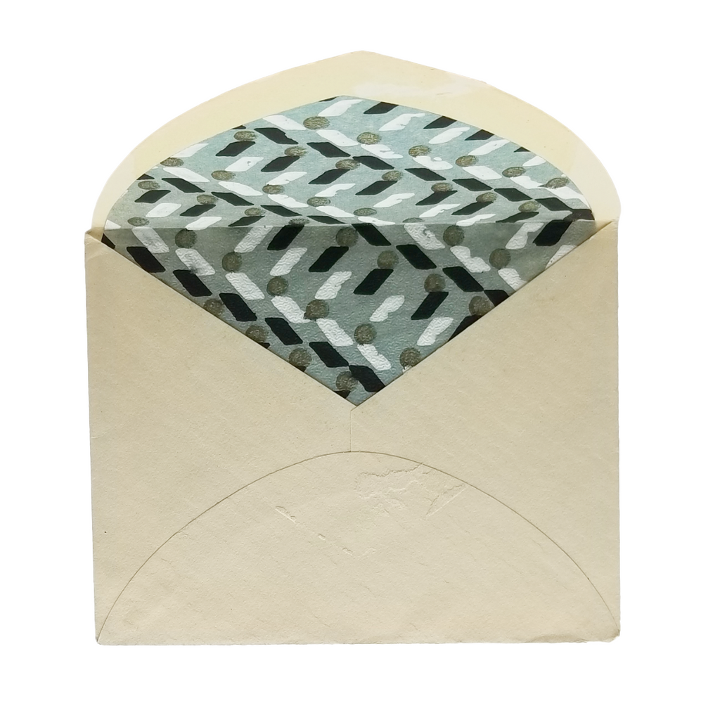 Arts Craft Period Easter Card w/ Original Envelope Gold Teal Tones