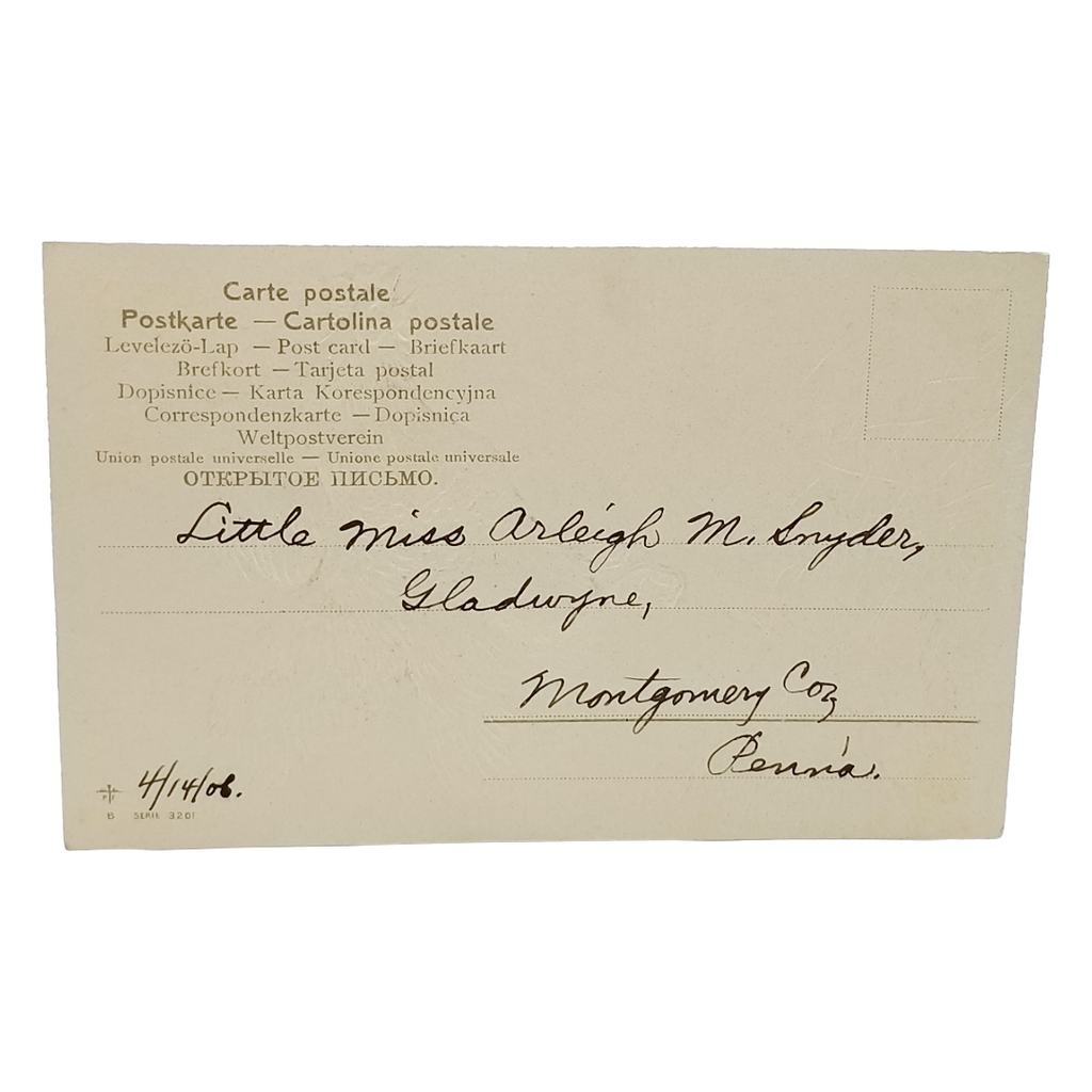 Easter Postcard Flying Rooster Over Painted Eggs in Nest Series 3201