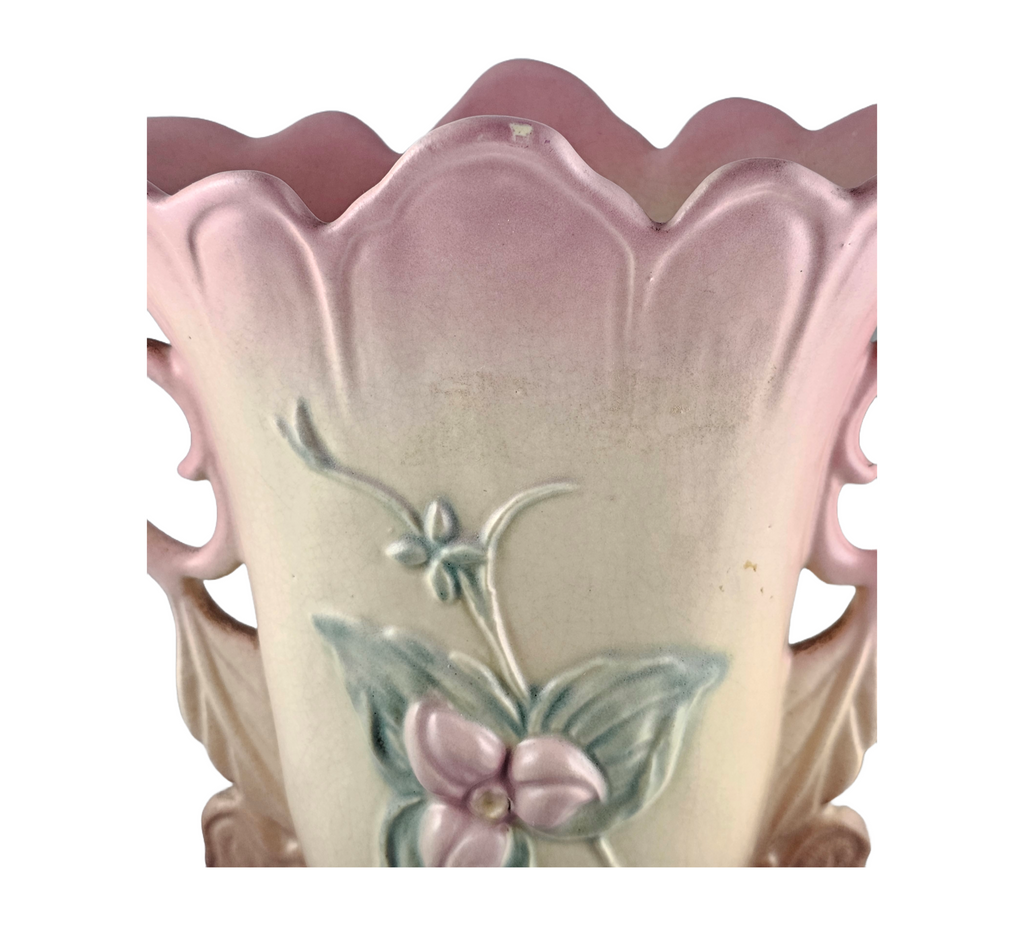 Vintage Hull Pottery Wildflower Vase #76 | 1940s Art Deco Double Handle Fan Vase