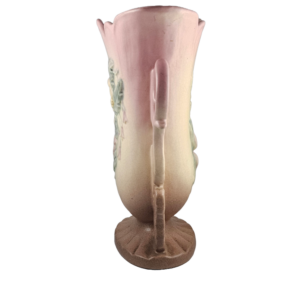 Vintage Hull Pottery Wildflower Vase #76 | 1940s Art Deco Double Handle Fan Vase
