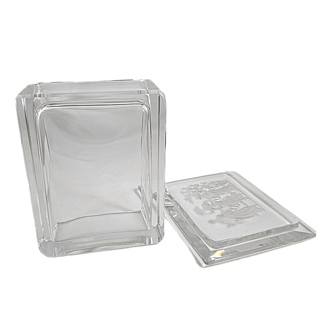 Antique Bohemian Glass Smoker's Box Three Graces Intaglio Cut Heinrich Hoffman