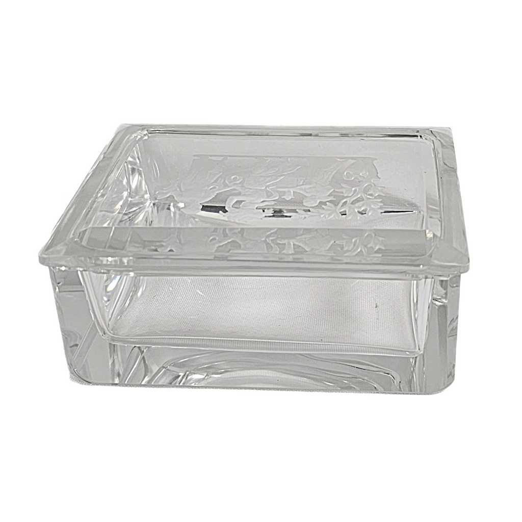 Antique Bohemian Glass Smoker's Box Three Graces Intaglio Cut Heinrich Hoffman