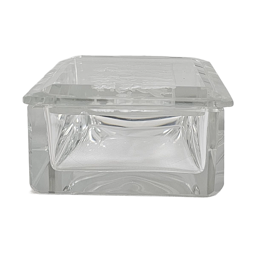 Antique Bohemian Glass Smoker's Box Three Graces Intaglio Cut Heinrich Hoffman