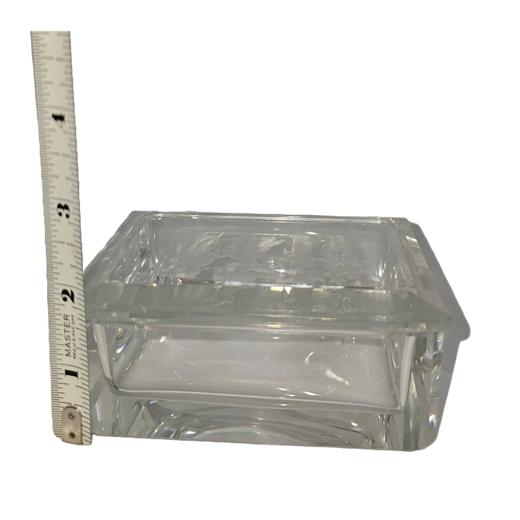 Antique Bohemian Glass Smoker's Box Three Graces Intaglio Cut Heinrich Hoffman