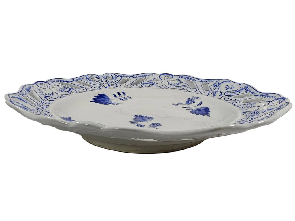 Vintage German Porcelain Flow Blue Waechtersbach Reticulated Bowl