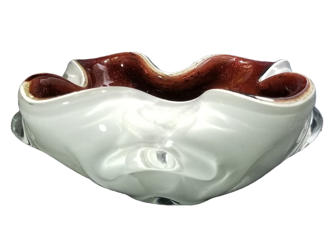 MCM Mid Century Modern Barbini Murano Italian Art Glass Cased Aventurine Bowl