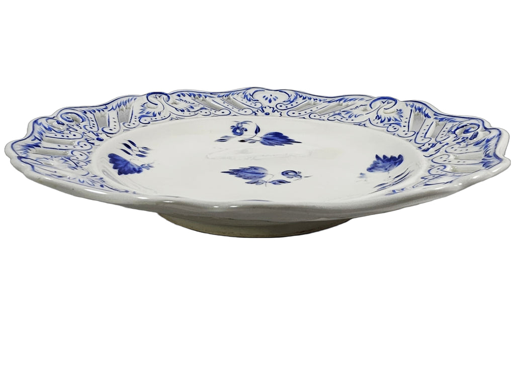 Vintage German Porcelain Flow Blue Waechtersbach Reticulated Bowl