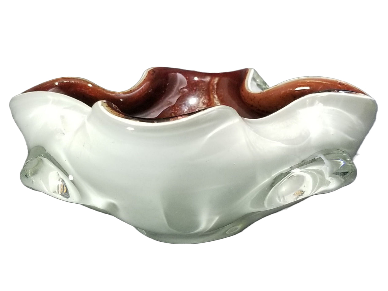 MCM Mid Century Modern Barbini Murano Italian Art Glass Cased Aventurine Bowl