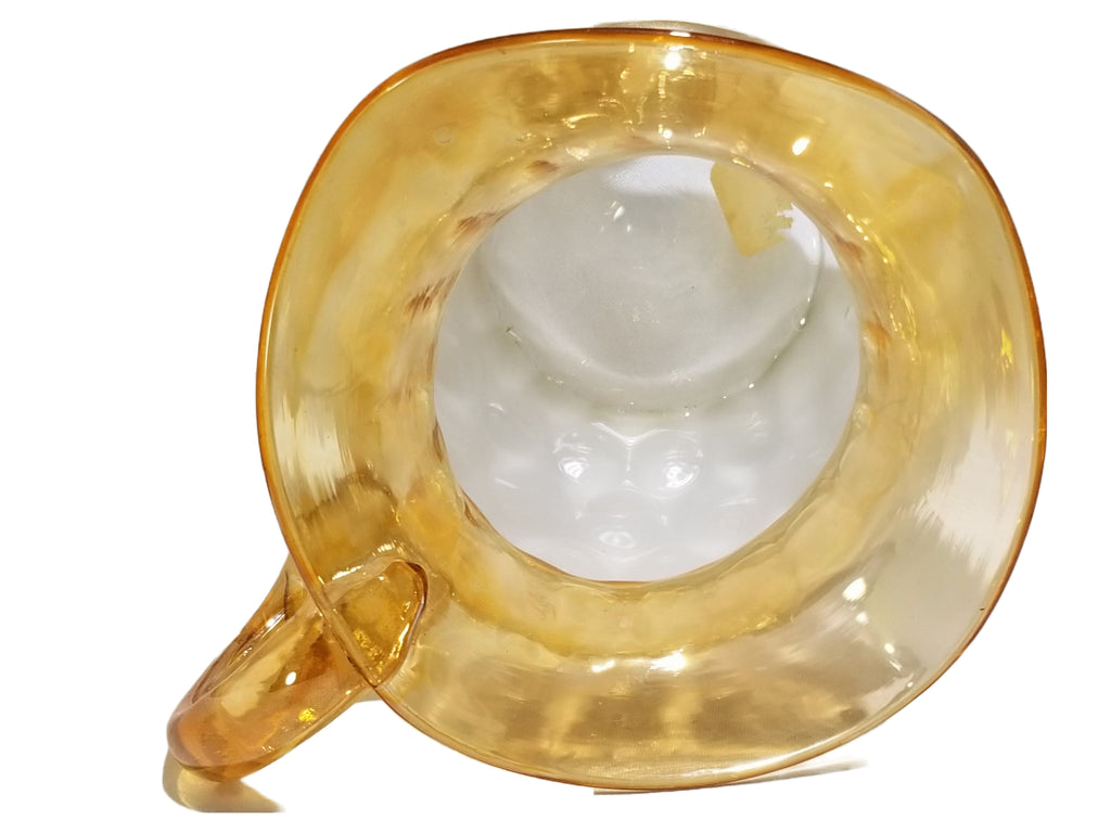 Antique New England Pomona Glass Pitcher Diamond Optic Inverted Pattern