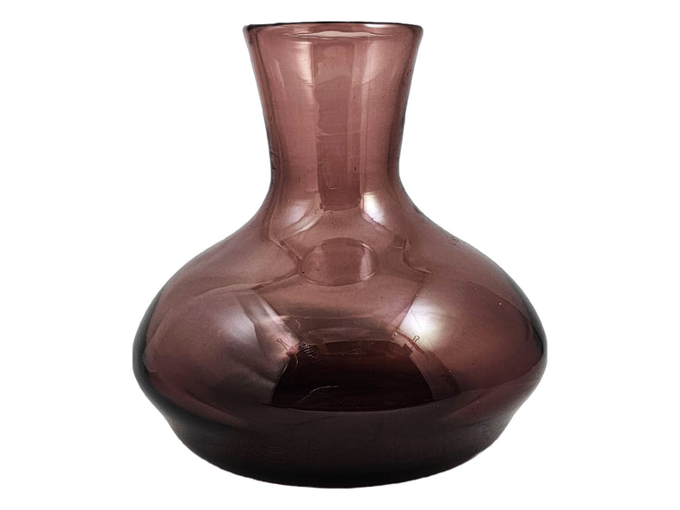 Vintage Amethyst Art Glass Vase Squat Form with Rough Pontil