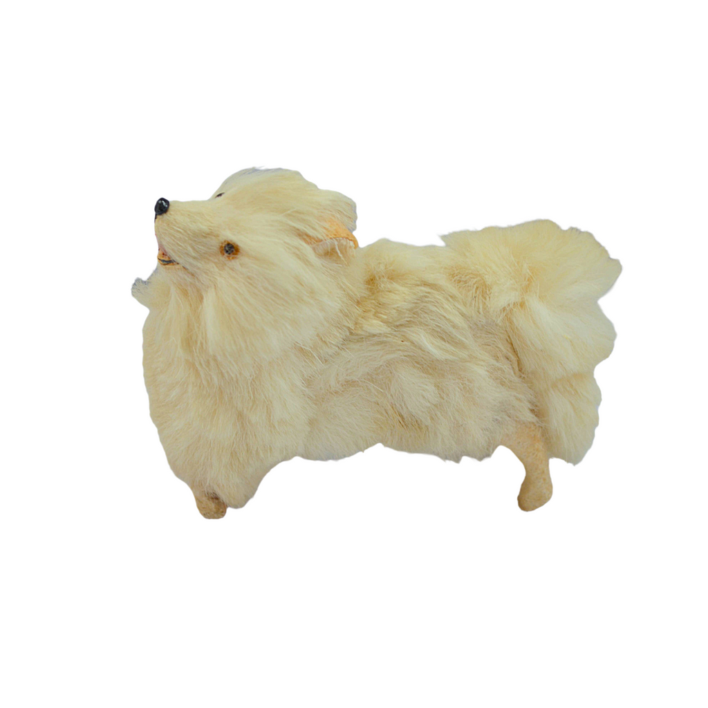 French Salon Miniature Mohair Paper Mache Dog Pomeranian Doll Companion