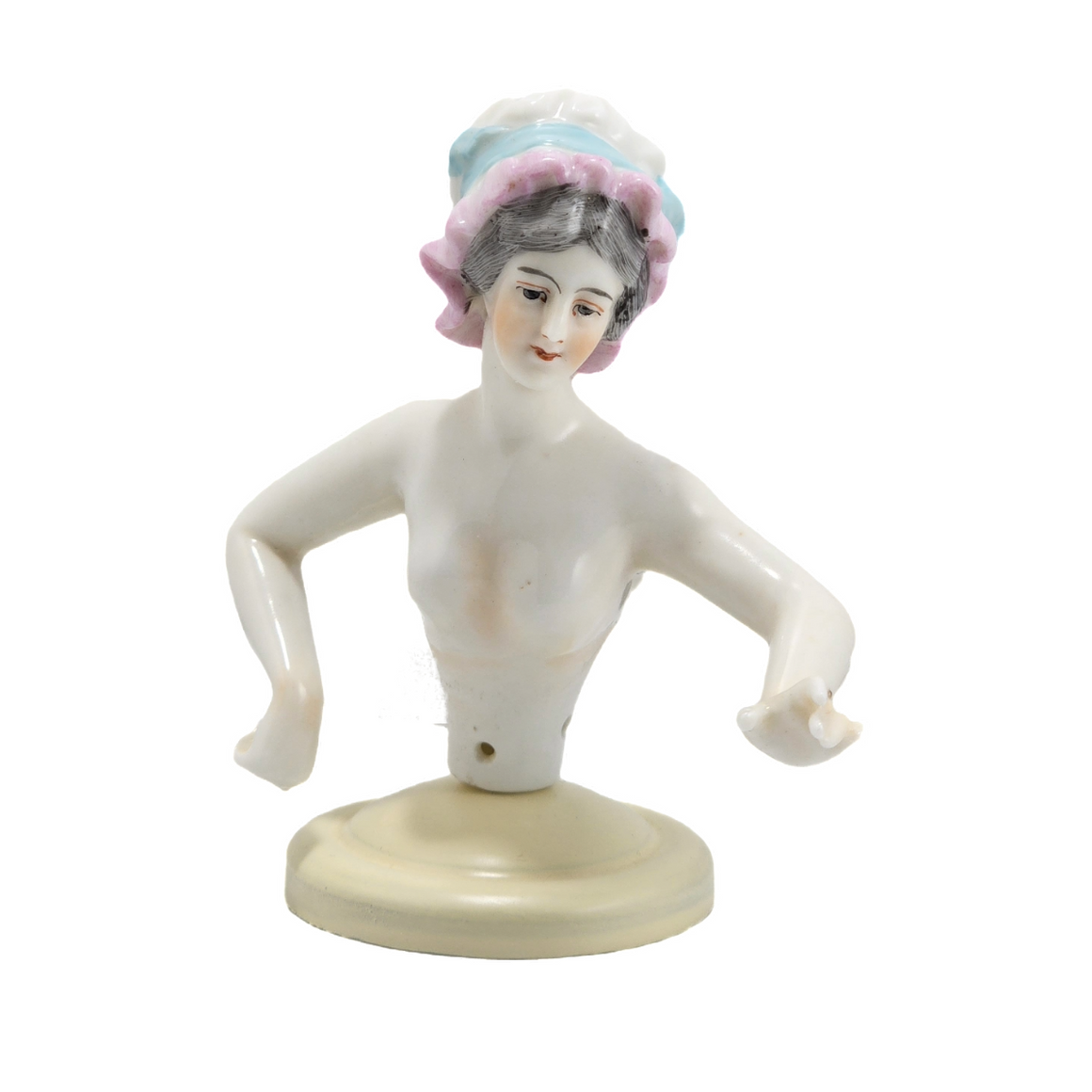 German Porcelain Half Doll "Lady in Charlotte Bonnet" by Dressel & Kister