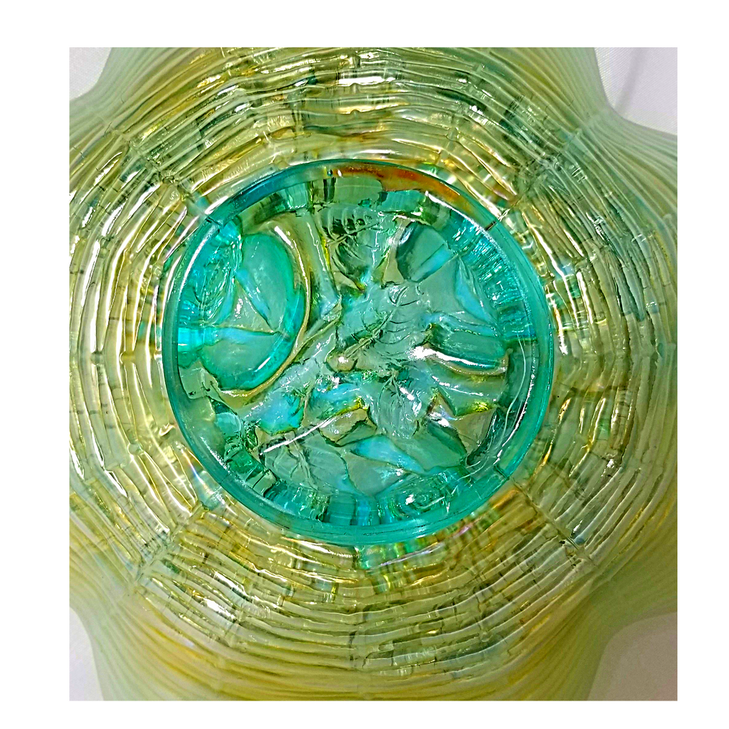 Antique Carnival Glass Northwood Aqua Opalescent Pastel Rose Show Bowl