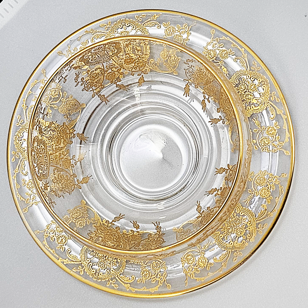 Cambridge Glass Portia Gold Lace Bowl & Underplate