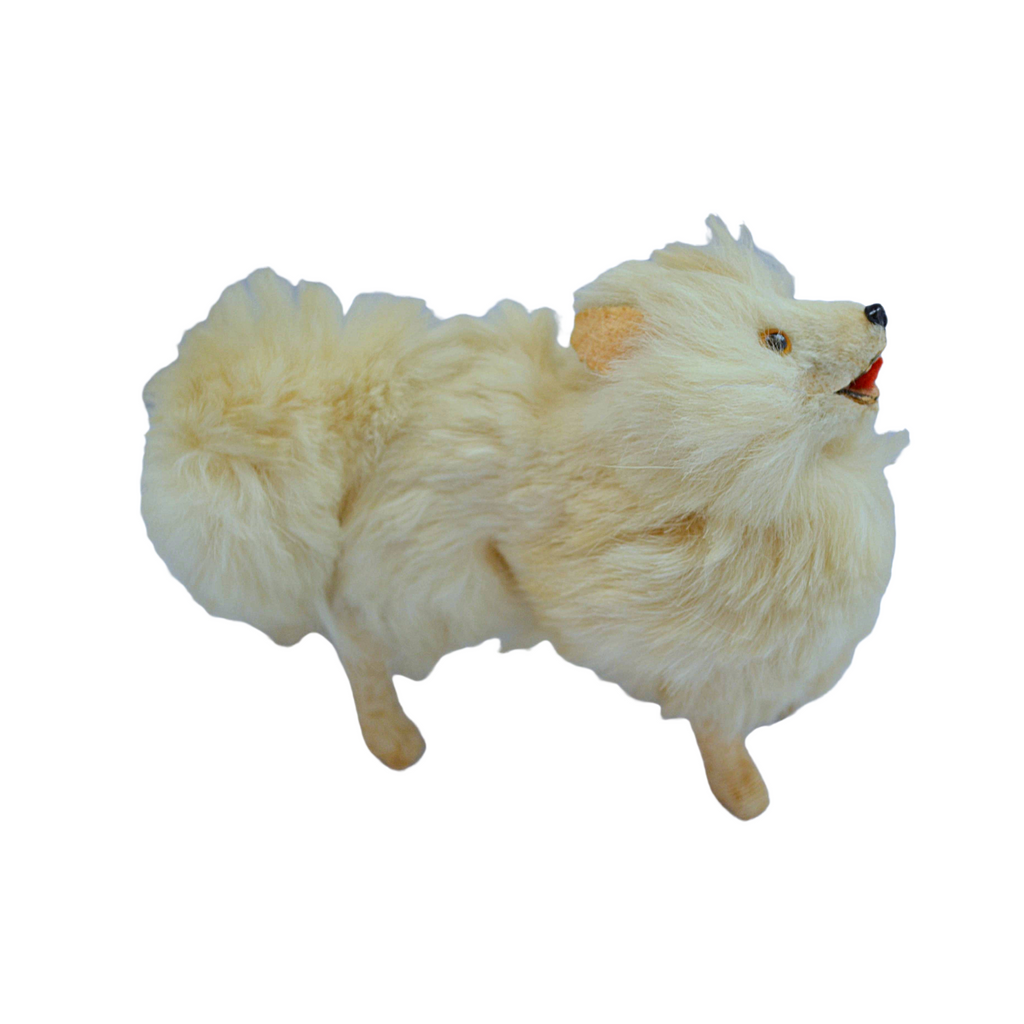 French Salon Miniature Mohair Paper Mache Dog Pomeranian Doll Companion