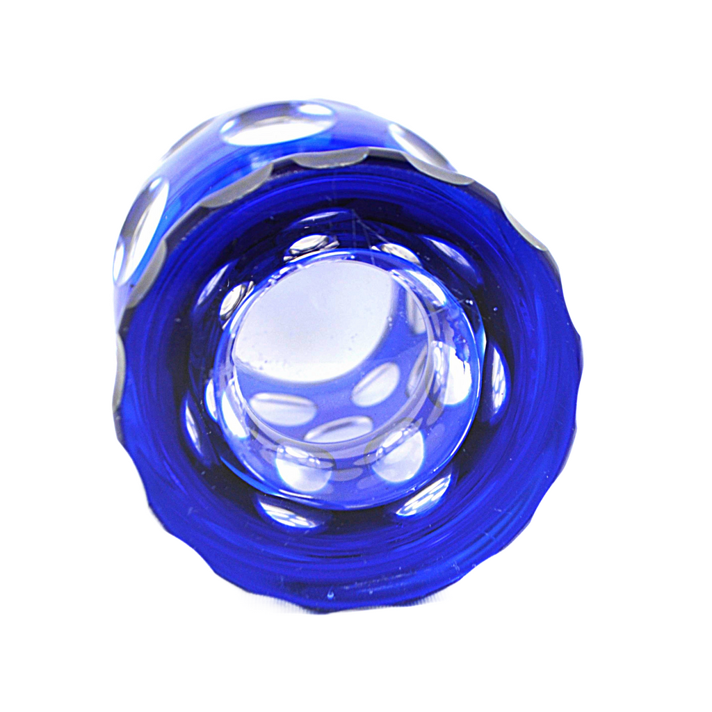 Bohemian Glass Cobalt Overlay Cut to Clear Tumbler Beaker Cup