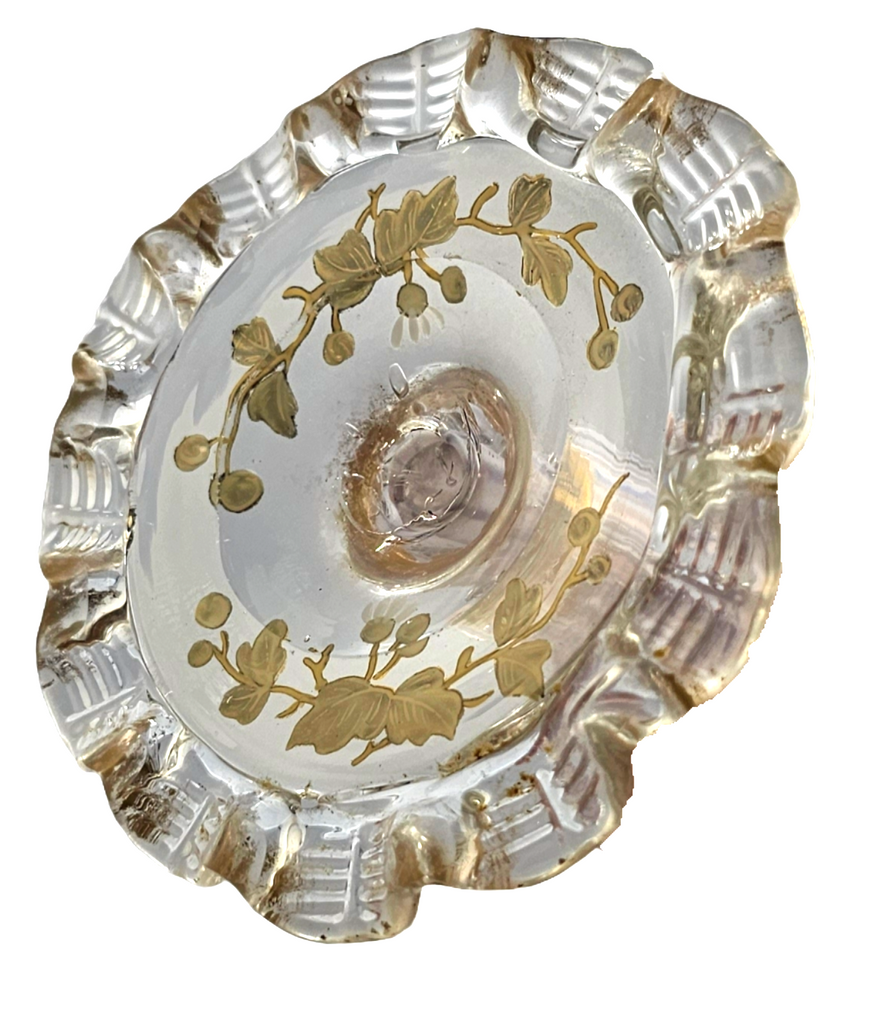 Bohemian Moser Jack in Pulpit Art Glass Vase Opalescent Hand Painted Daisies