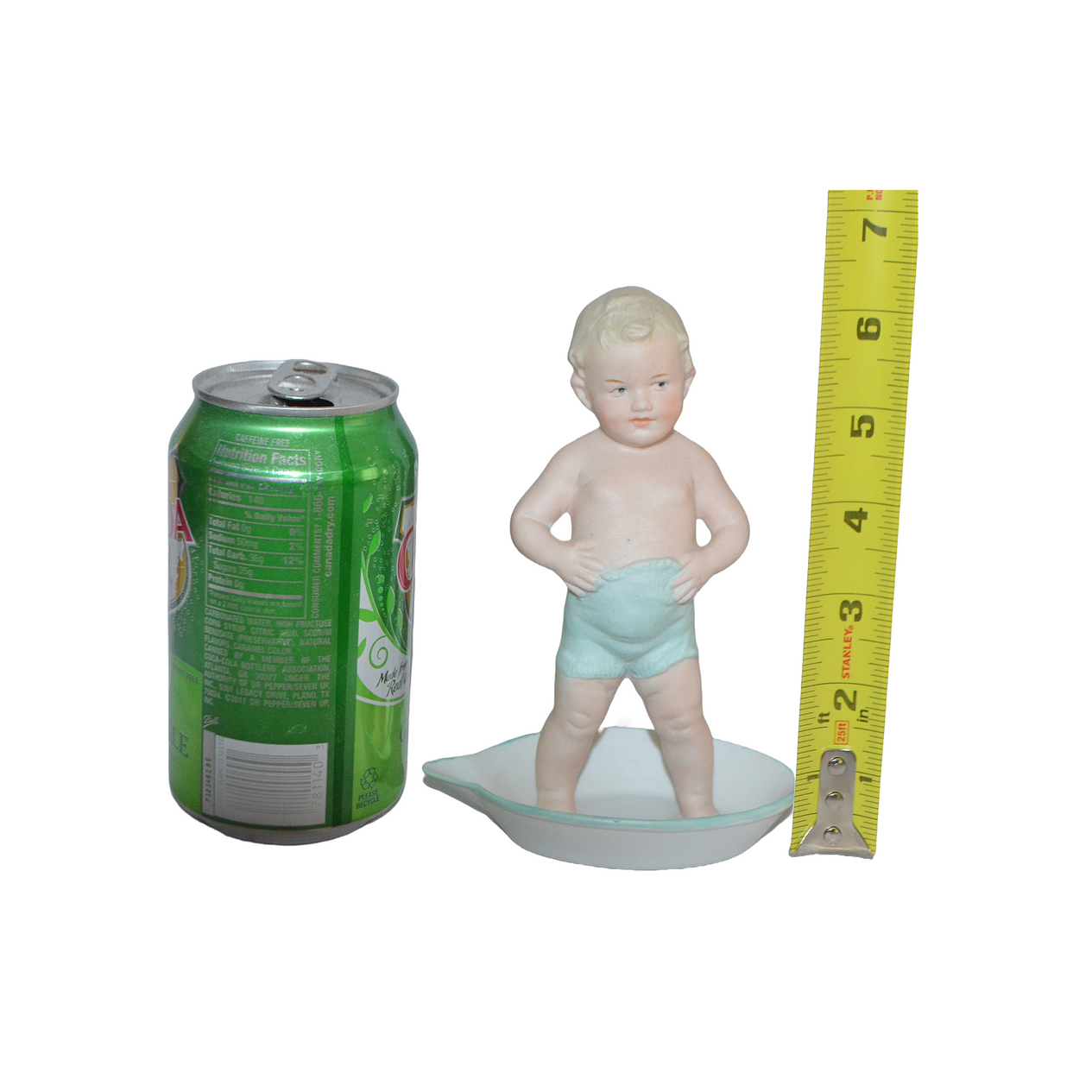Gebruder Heubach German All Bisque Porcelain Figure Boy Standing in Tub Rare Example Starburst Mark