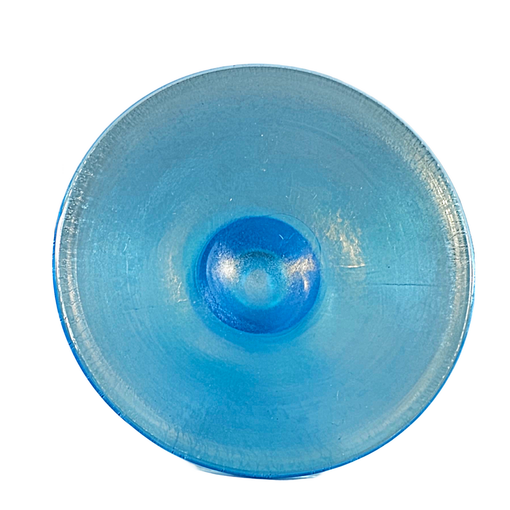 Fenton Celeste Blue Iridescent Stretched Glass Candle Holder MCM