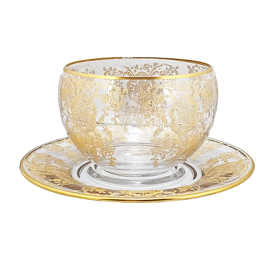 Cambridge Glass Portia Gold Lace Bowl & Underplate