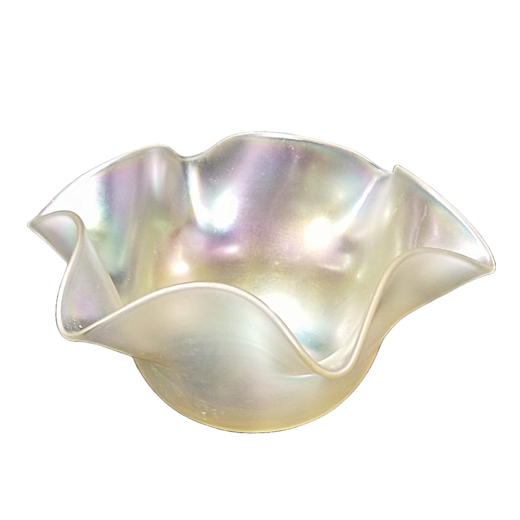 Steuben Verre De Soie Glass Finger Bowl Ruffled Top Frederick Carder Art Deco Era Form 620
