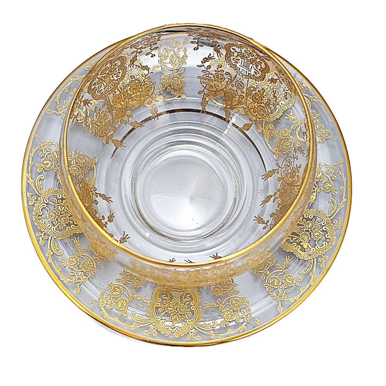Cambridge Glass Portia Gold Lace Bowl & Underplate