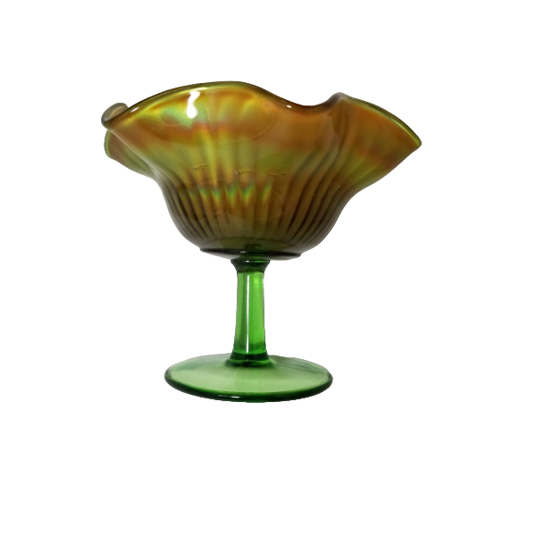 Northwood Iridescent Marigold Smooth Ray Carnival Glass Compote