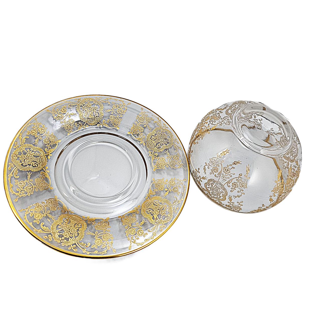 Cambridge Glass Portia Gold Lace Bowl & Underplate