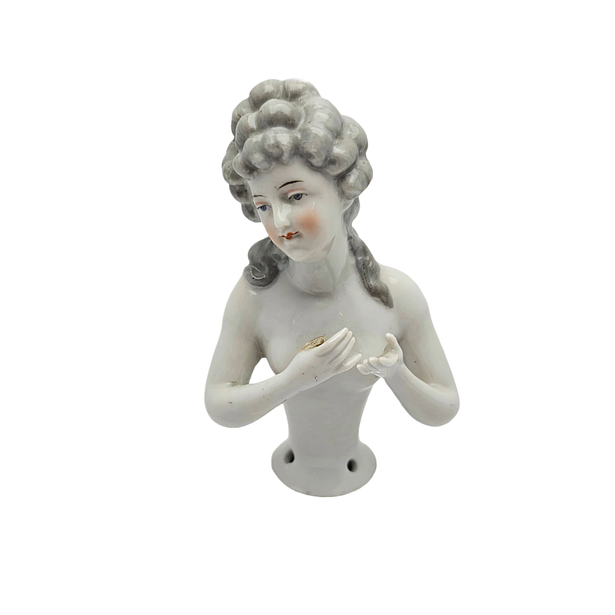 Dressel Kister German Porcelain Half Doll Large Size Arms Away