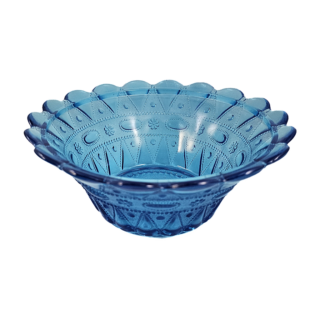 Kemple Wheaton Lace and Dewdrop Turquoise Blue Pressed Glass 6 1/2 Inch Lidded Bowl (Copy)