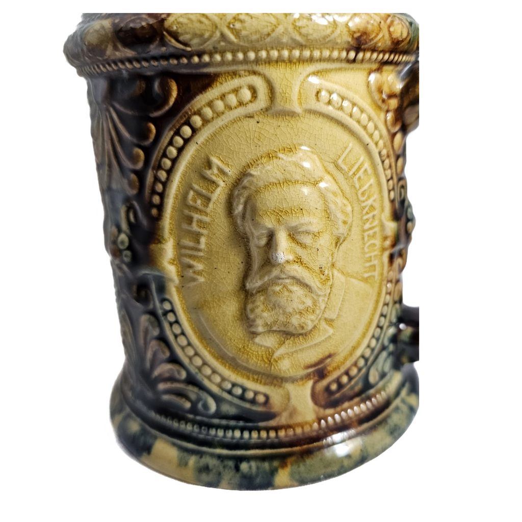 Vintage Stoneware Gerz German Beer Stein Socialist Party Leaders Portraits