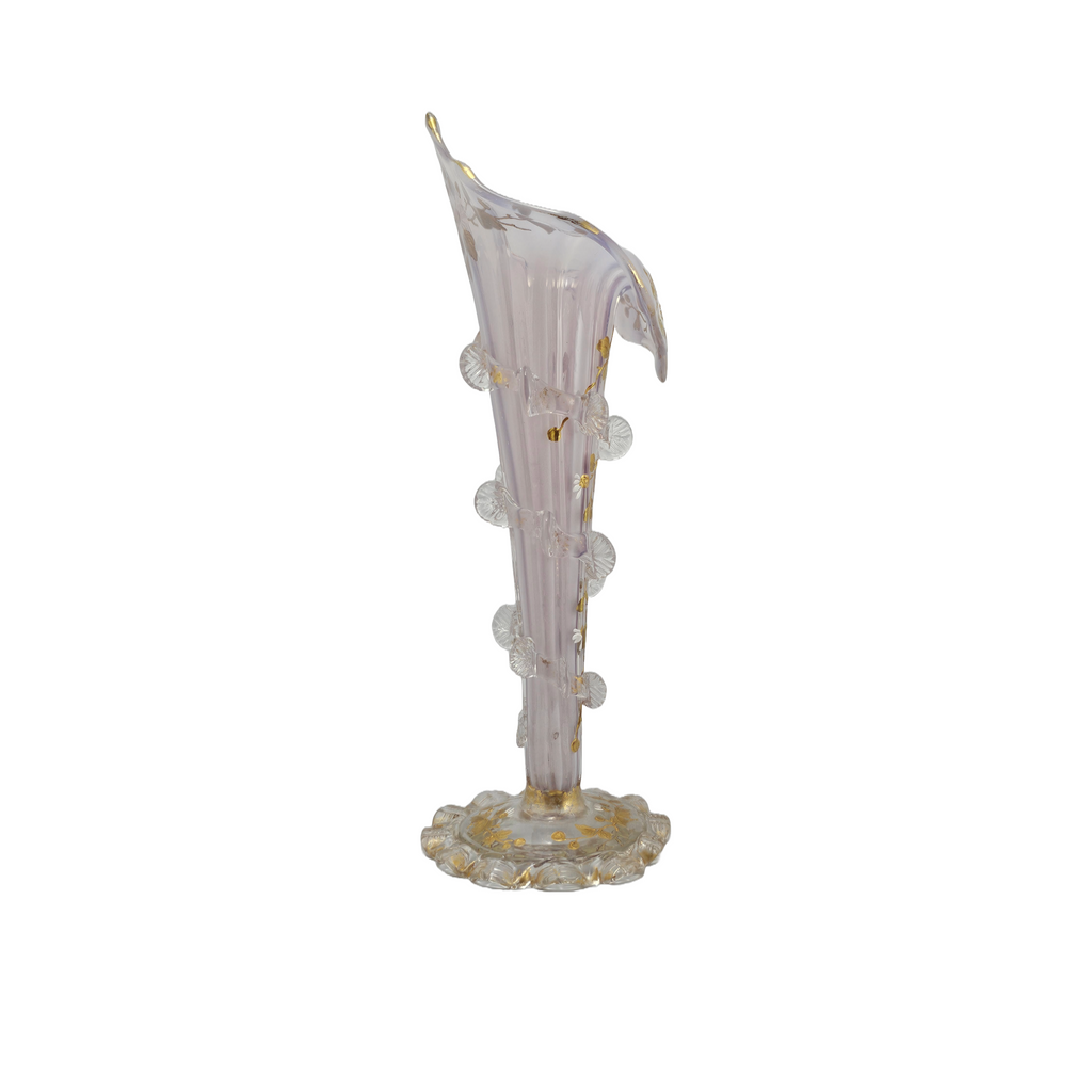 Bohemian Moser Jack in Pulpit Art Glass Vase Opalescent Hand Painted Daisies