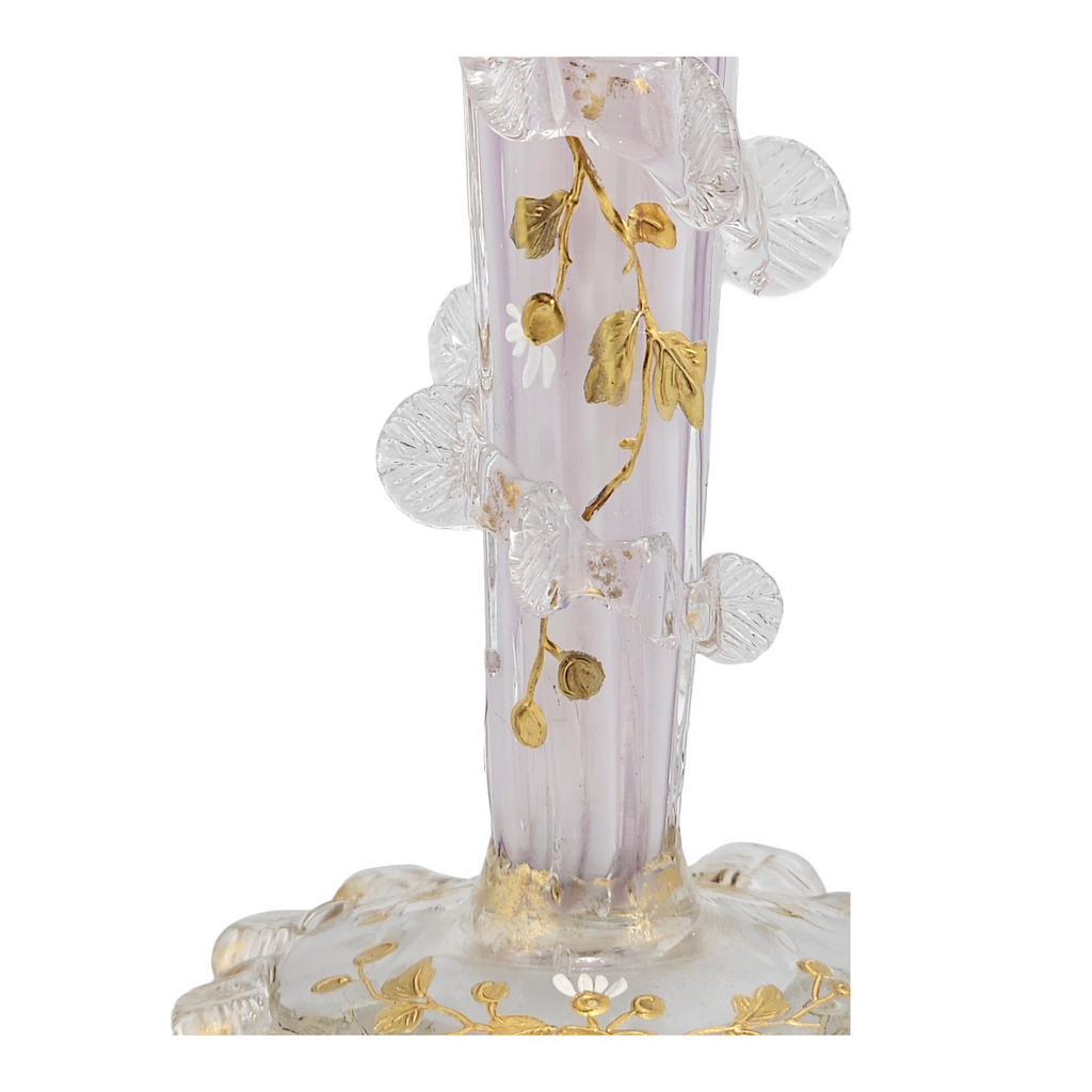 Bohemian Moser Jack in Pulpit Art Glass Vase Opalescent Hand Painted Daisies