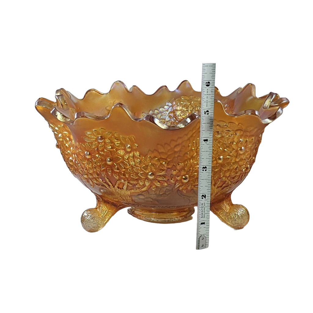 Fenton Marigold Carnival Glass Large Footed Orange Tree Fruit Bowl