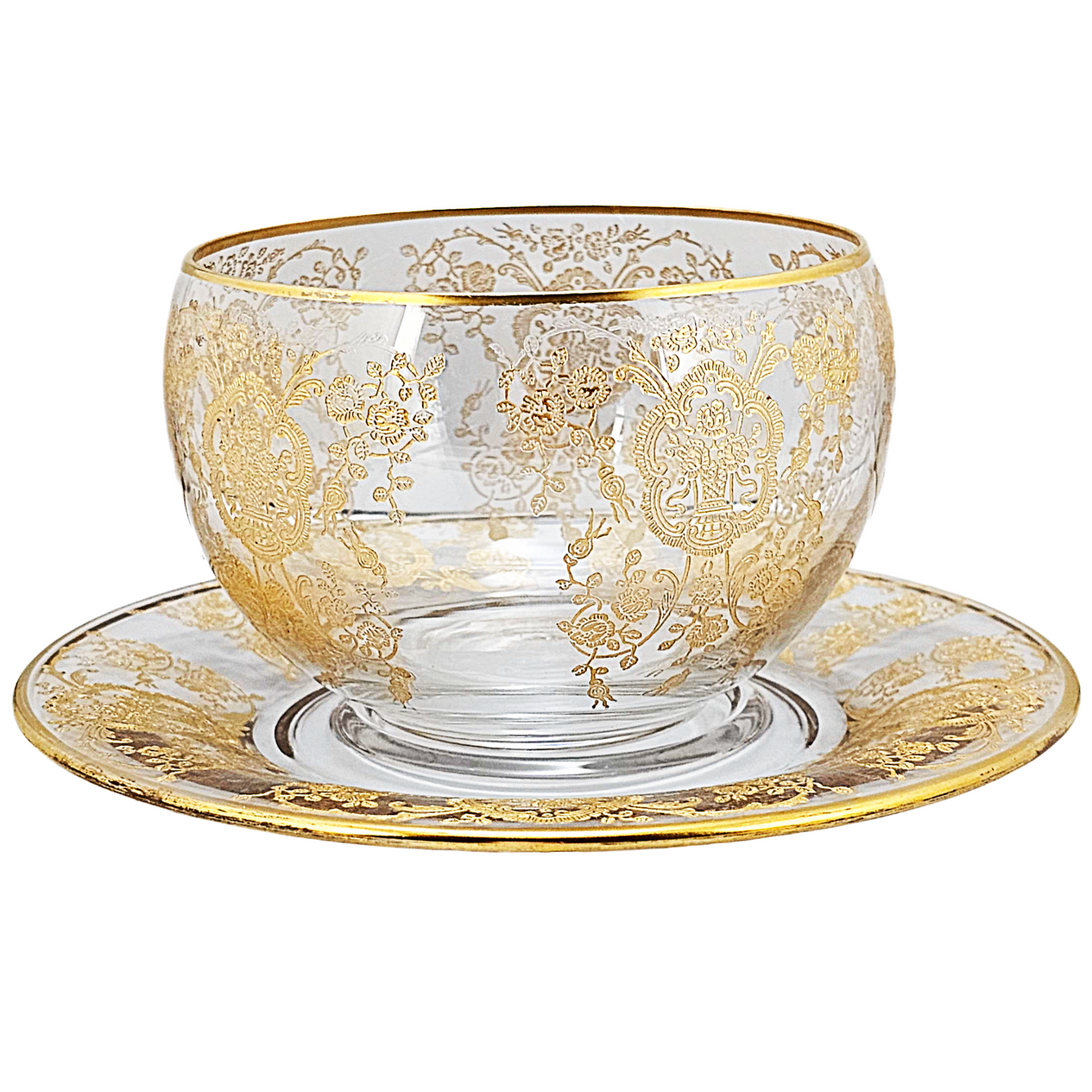 Cambridge Glass Portia Gold Lace Bowl & Underplate