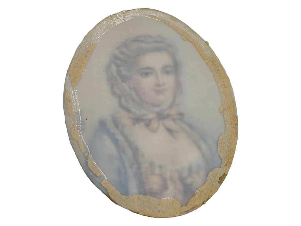 Antique Hand Painted Miniature Portrait Painting Madame de Pompadour Gilt Brass Frame Artist Signed 'David'