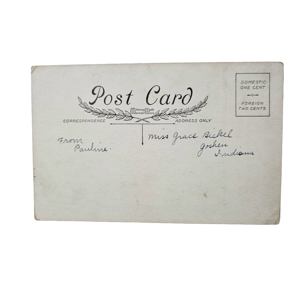 Valentine Postcard Children Fishing with Heart in Stream Whitney Pub