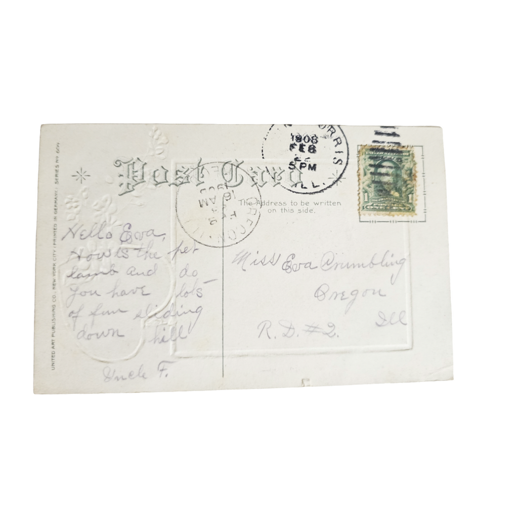 Valentine Postcard Sailor Boys on Boat Silver Background IAP Pub