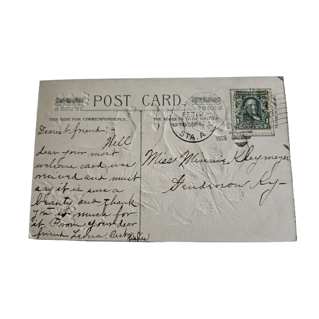 Valentine Postcard Barn Swallows w/ Flowers Silver Background Winsch Pub