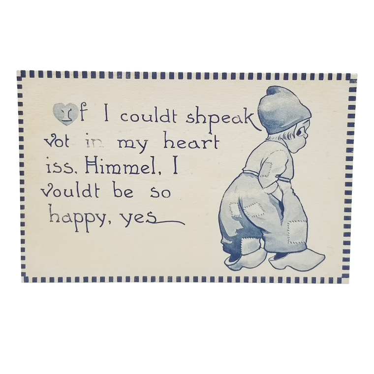 Dutch Child Postcard Series 109, Vintage Illustrated Card, Blue & White Art, Artist Bernhardt Wall