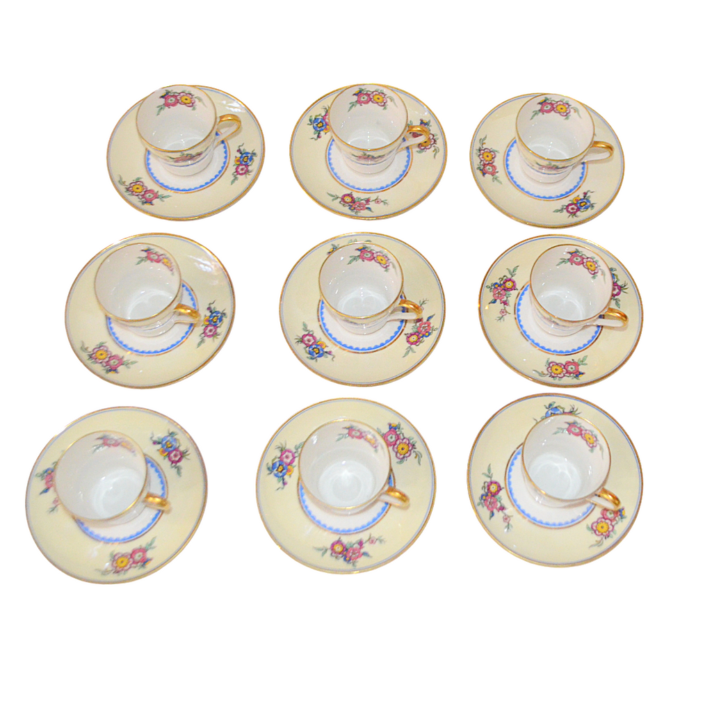 LIMOGES Porcelain Demitasse Cup Saucer Set C. Ahrenfeldt 18 Pc Teacup Service
