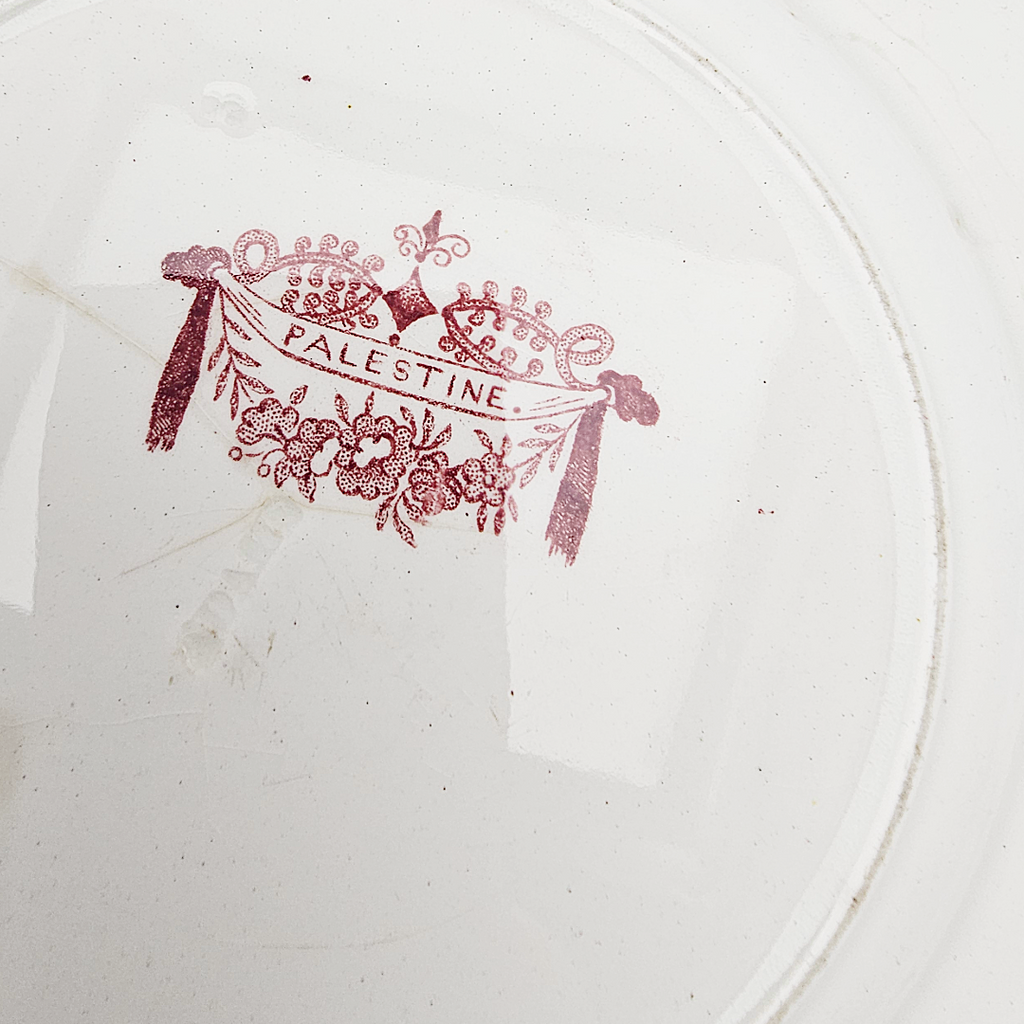 Antique English Ironstone Red Transferware Adams & Sons Palestine Plate